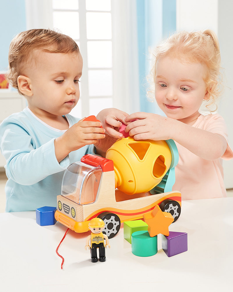 Mixer Truck Shape Sorter: The Perfect Toy for Learning Shapes and Colors - Clasificador de formas de camiones mezcladores