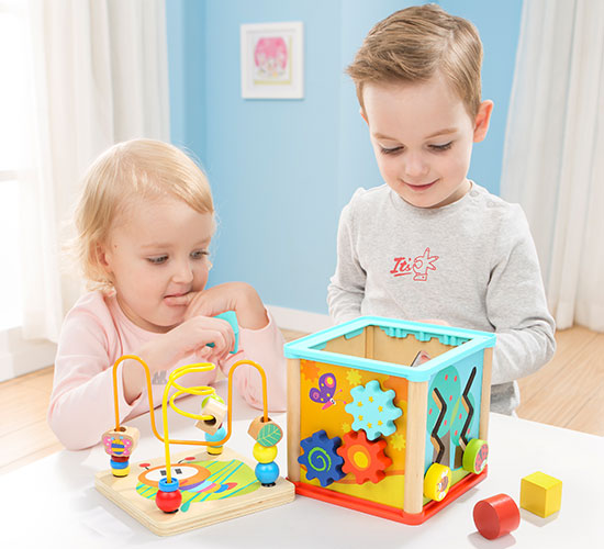 Educational Wooden Activity Cube Toy for Toddlers – 5-in-1 Learning Fun - Educational Wooden Activity Cube