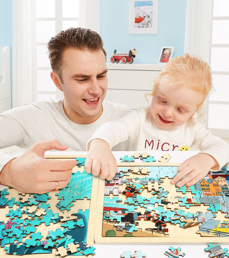Unique wooden puzzles with 100p - Underwater World Puzzle - 具有明亮设计的独特儿童拼图
