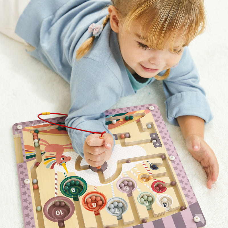 Educational Magnetic Maze for Kids - Color & Number Learning Toy - 