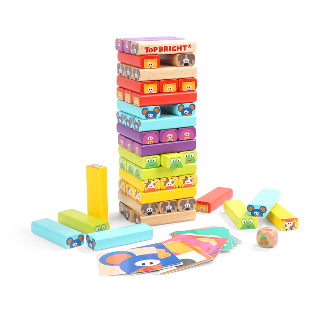 Stack animal blocks into a tower without making it fall.